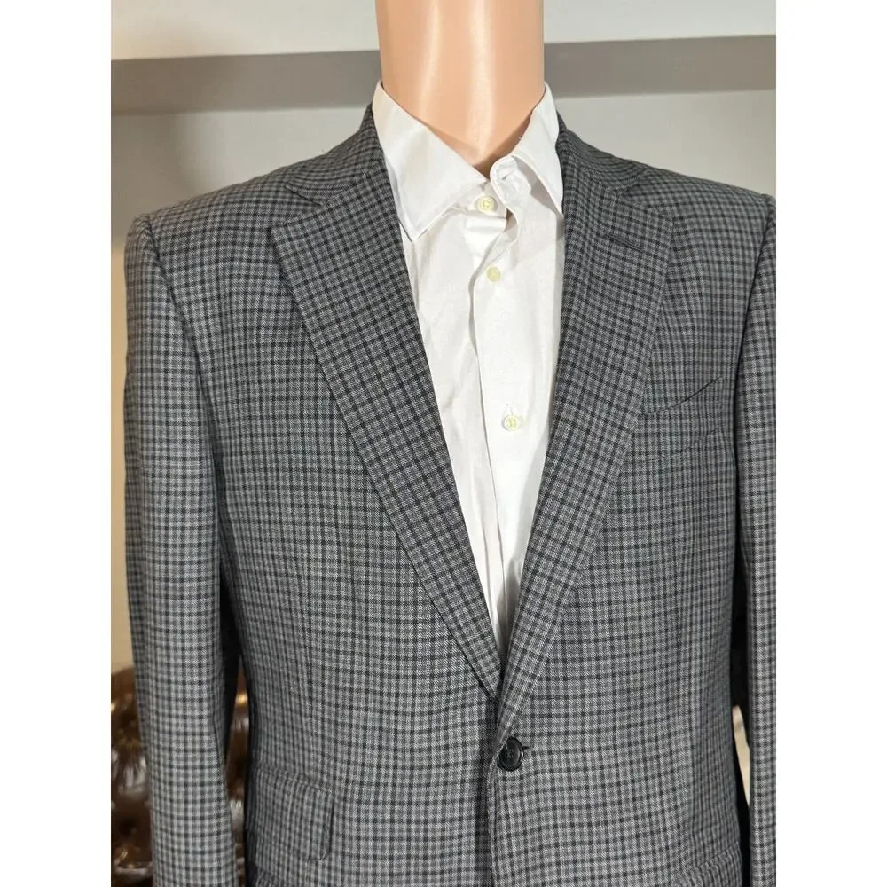 Tom Ford Guncheck Gray Suit Jacket Sportcoat 50R 40R EUC Men's Wool Switzerland